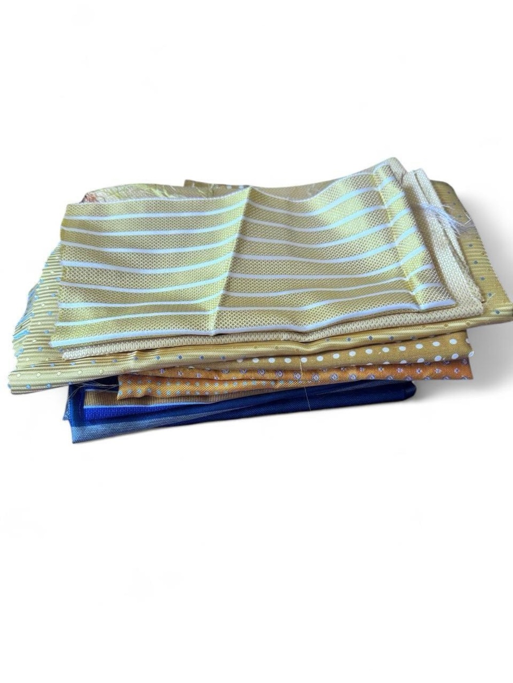 Bundle of 10 buttery yellow 100% Italian silk fabric remnants